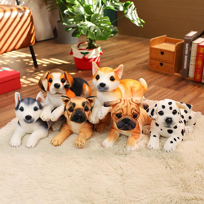 30cm Realistic Pet Dog Plush Toys Husky Dalmatian Beagle Stuffed Animal Dolls Graduation Season Gift Cute Companion Decor