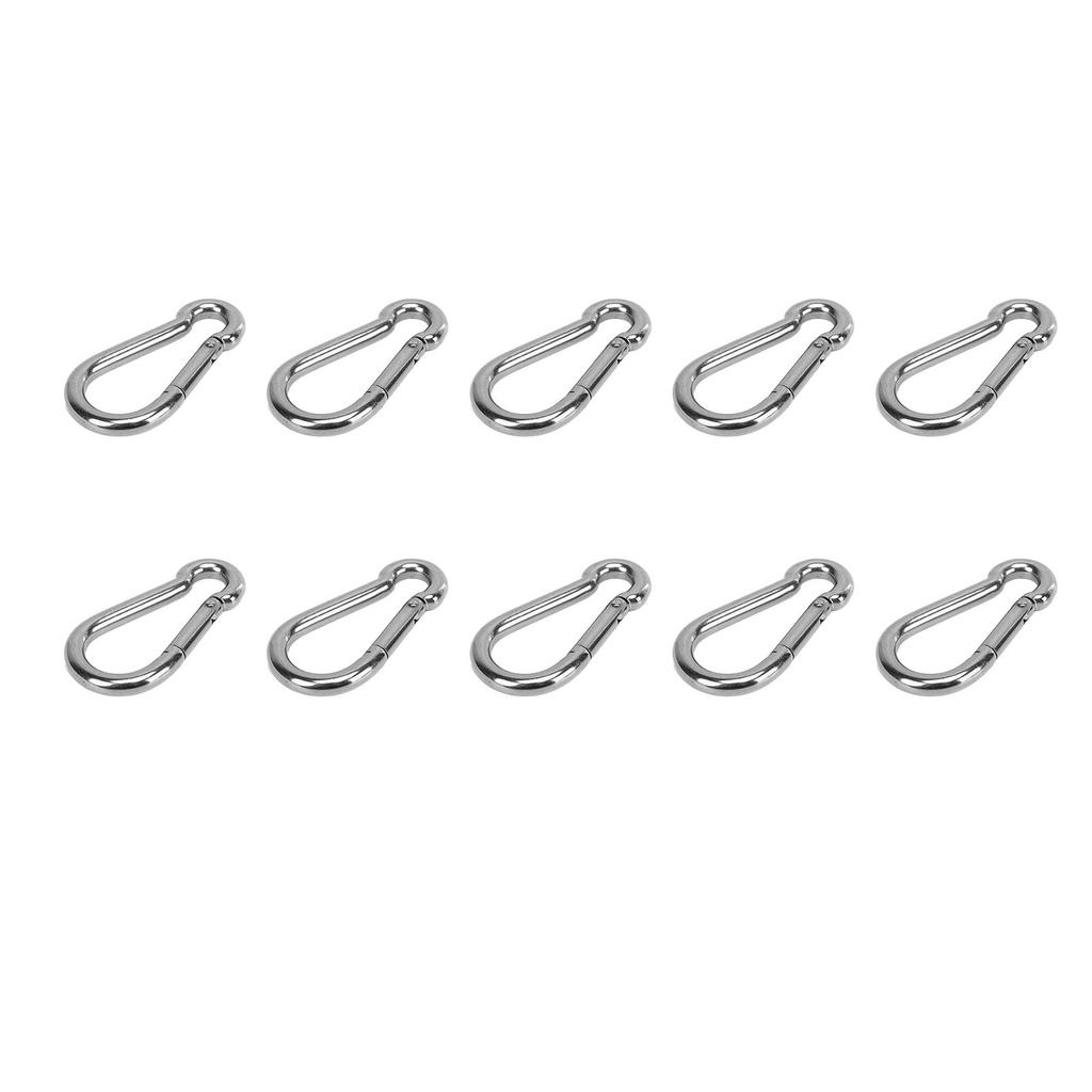 10Pcs Carabiner Clip Spring Snap Hook Stainless Steel Safety Buckle Lock for Hiking