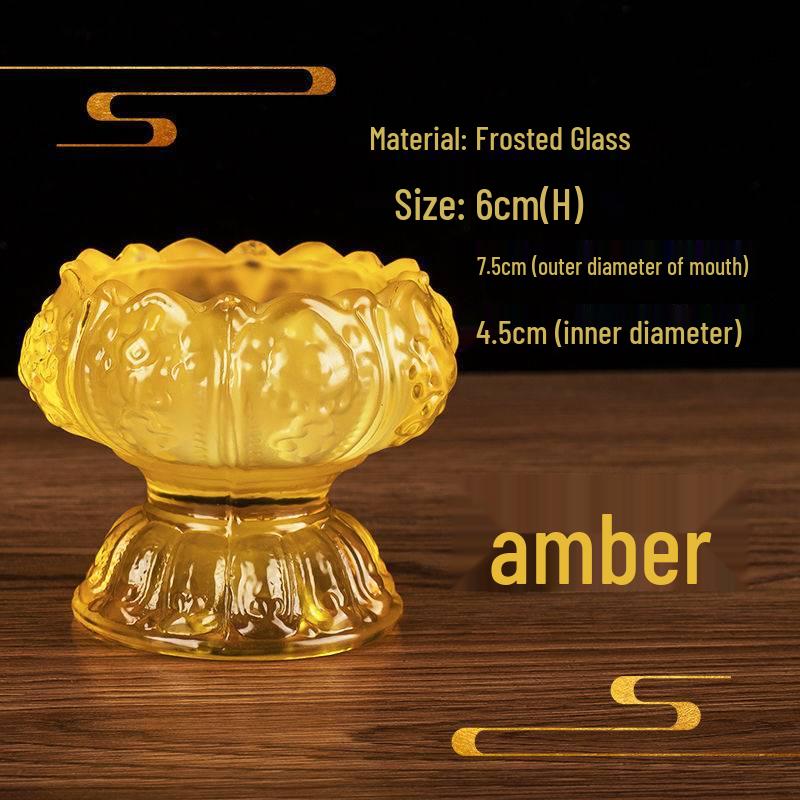 Colorful Lotus Ghee Lamp: Crystal Glass, Pure Copper Candle Holder for Buddhist Offerings
