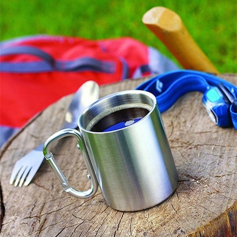 Sprzęt zewnętrzny Kubek górski 350 ml Kubek z karabińczykiem ze stali nierdzewnej Kubek kempingowy zastawa stołowa
