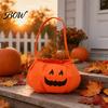Large Capacity Candy Bag Halloween Pumpkin for Kids, Small Trick or Treat Bucket, Party Favor Soft Face Basket with Handle Decoration Holder Kids