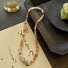 Handmade 6mm Golden Silk Jade Double Loop Bracelet, Retro New Chinese Ethnic Style Unisex Jewelry, Travel Souvenir