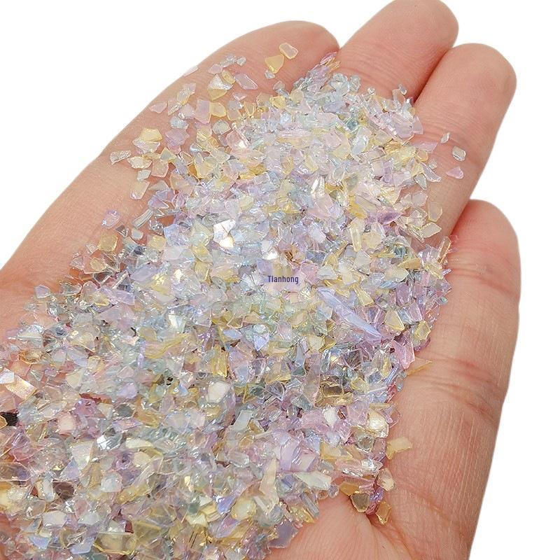 Ručně vyráběné duhové skleněné střepy pro šperky a zdobení nehtů