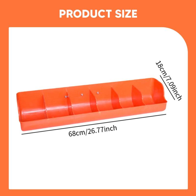 6 Grids Piglet Feeder Automatic Feeding Orange Red Leak-proof Plastic Trough for Farm Pig Raising