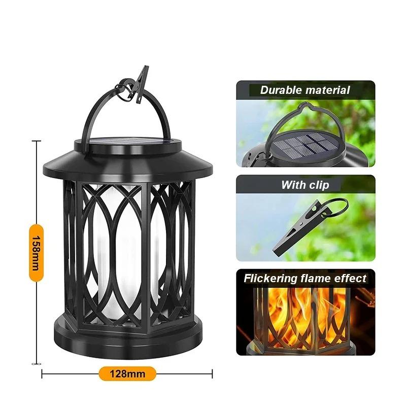 2/4PCS Solar Flame Hanging Lamp Waterproof Outdoor Light with Flickering Effect for Garden Patio Yard Path Christmas Decor
