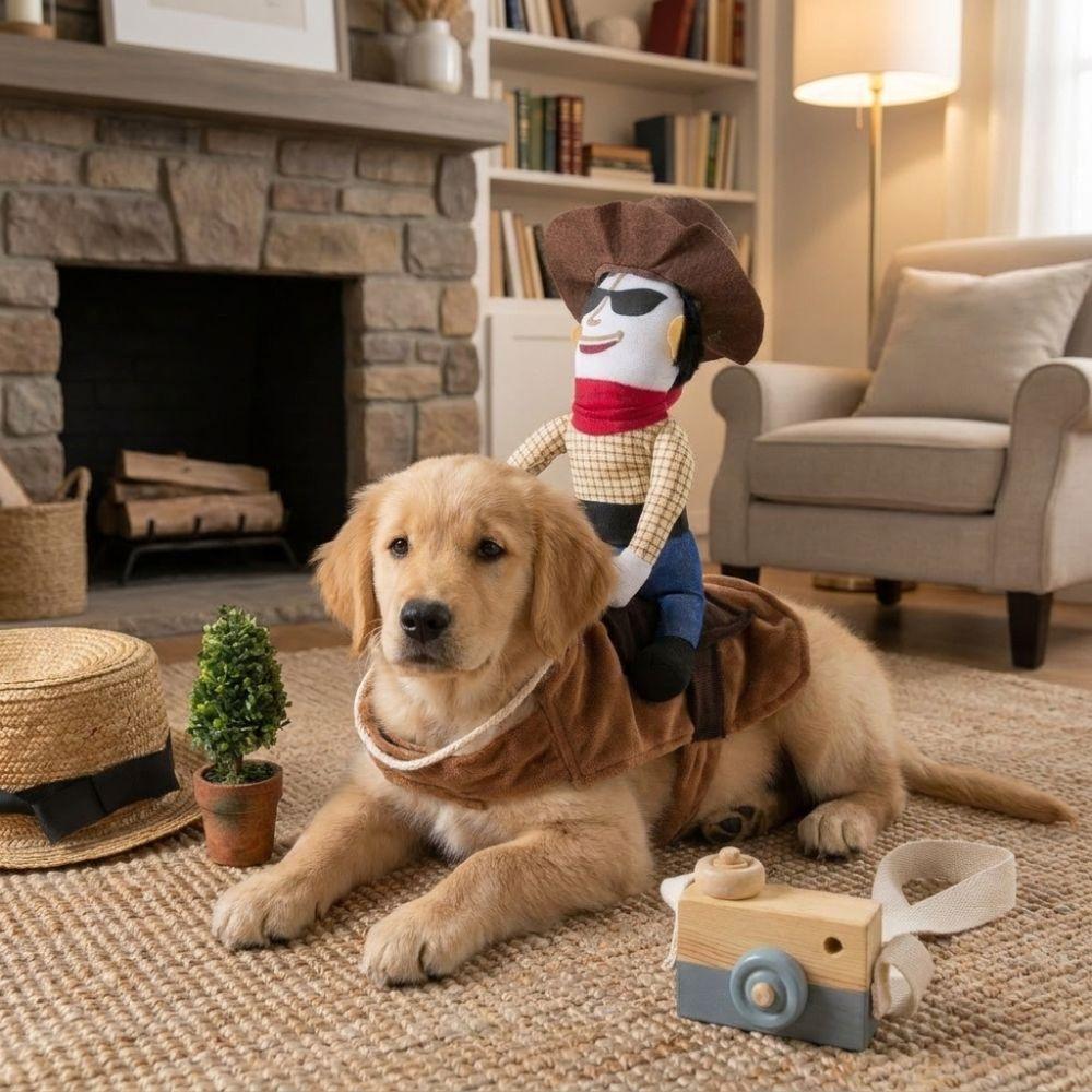 Adjustable Dog Riding Denim Clothing Novelty Cat Party Dressed Up Halloween Dog Clothes Gift