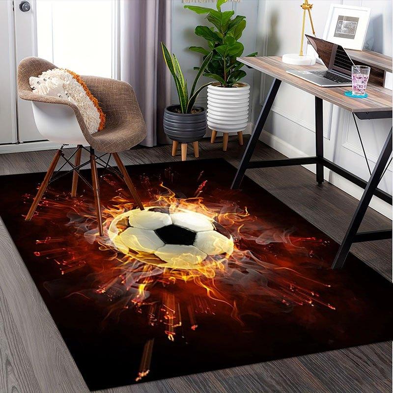 "Flaming Soccer Ball Sports Poster"Office Mat Perfect for Home Decor Office Desk Chair Rugs Chair Carpet for office Polyester Chair Mat Gift