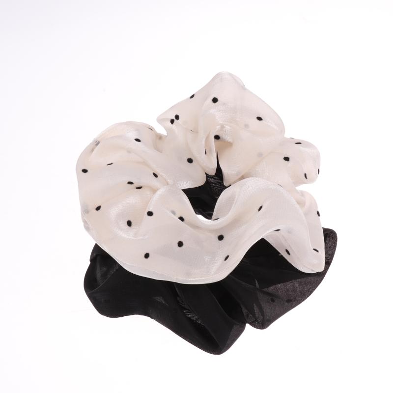 Women Oversized Scrunchies  Dot Point Mesh Hair Rope Large Fabric Elastic Hair Band Ponytail Holder Headwear