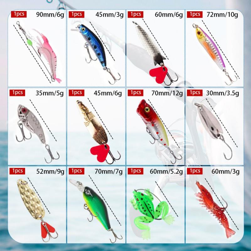 12-Piece Fishing Lure Gift Set With Minnow Crankbait Artificial Baits Freshwater Saltwater Bass Pike