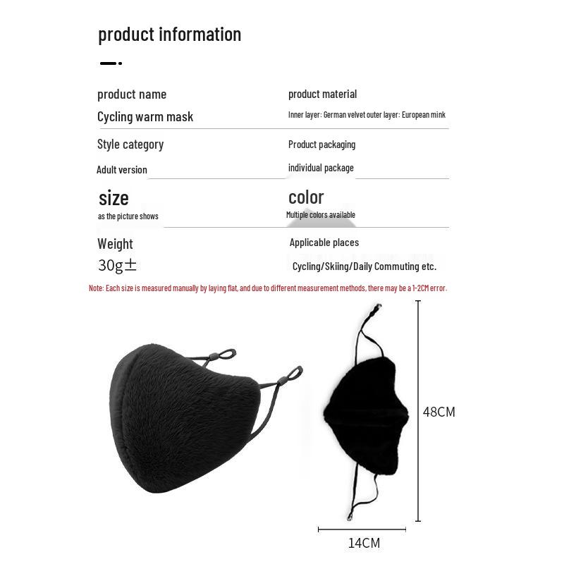 Thickened Windproof Winter Cycling Fleece Mask with Ear Loops - Warm and Stylish