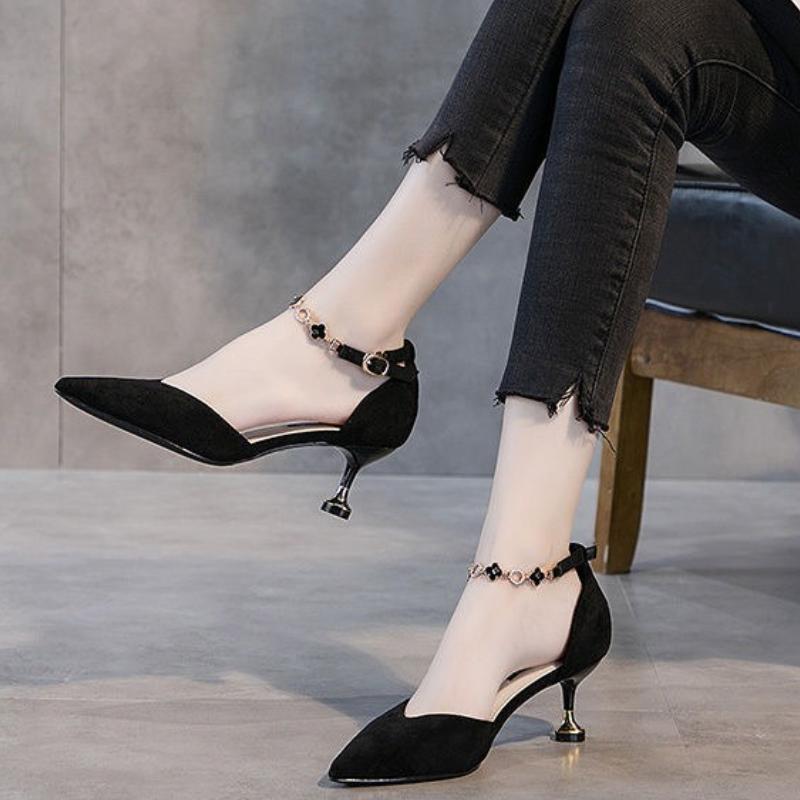 

New Fashion Dinner Party Dance Design Style Mature Senior All-match Small Skirt Internet Celebrity Same High Heels 34 чёрный