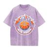 Vintage Washed Green Tshirt NYC Hoops New York Basketball Skyline Print Loose Short Sleeve Sports Casual