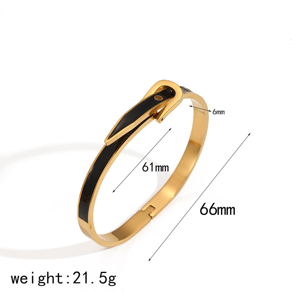 Fashionable 18K Gold Stainless Steel Bracelet Hand Polishing Horseshoe Buckle Belt Open Bangle for Women