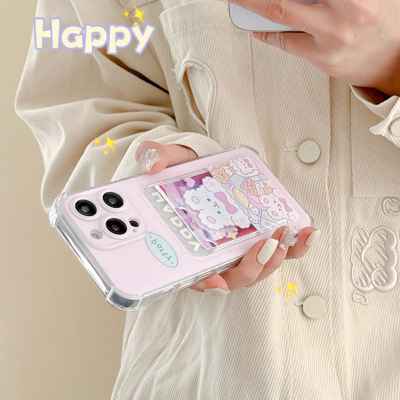 Zhitai iPhone 16 Case: 15 Pro Max/14 Pro, Rabbit Cartoon & Card Holder