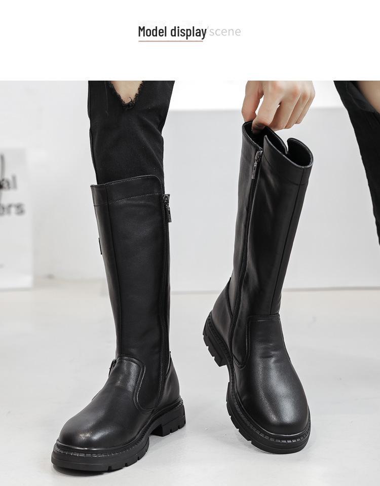 Męskie skórzane buty typu high martin parade knight, gruba podeszwa, długi styl kowbojski (Modele 88056)