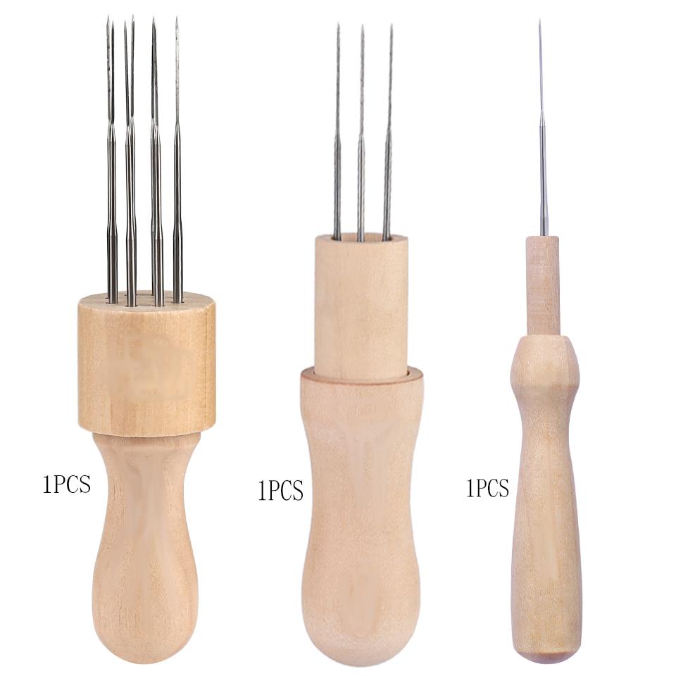 1-40pcs Felting Needles Wool Felt Tools with Eight Needles Tool Craft Felt Needle with Solid Wood Handle With Finger Cots