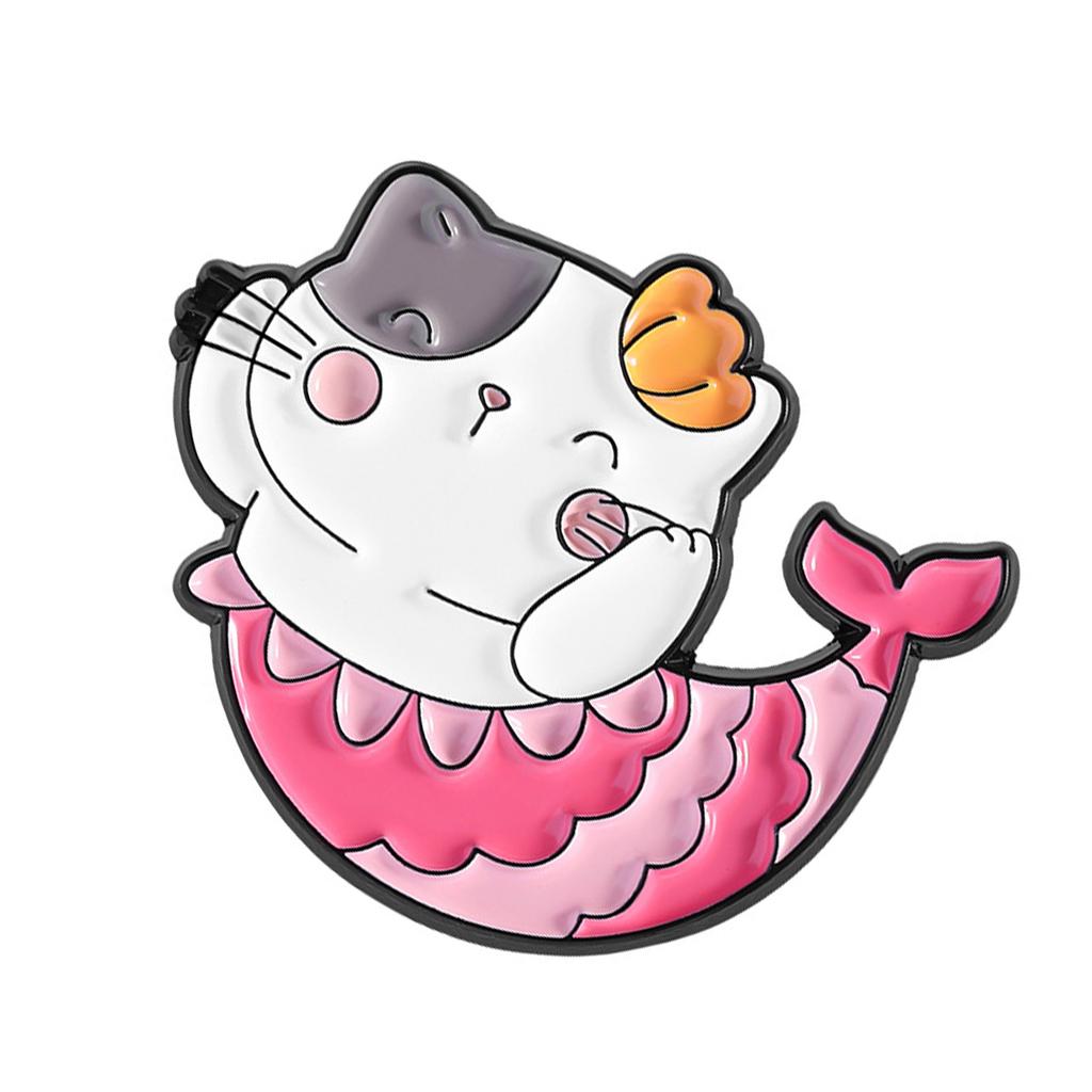 Adorable Mermaids Cats Brooch With Vibranting Color Sturdy Pin Designs Unisex Fashion Accessory For Daily Use Event