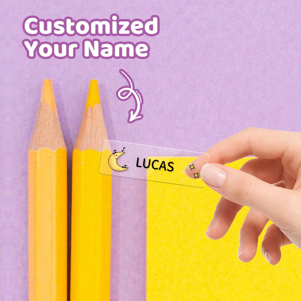 Custom Name Labels Waterproof Stickers Multi Design Labels For Bottles Lunch Box Office Supplies
