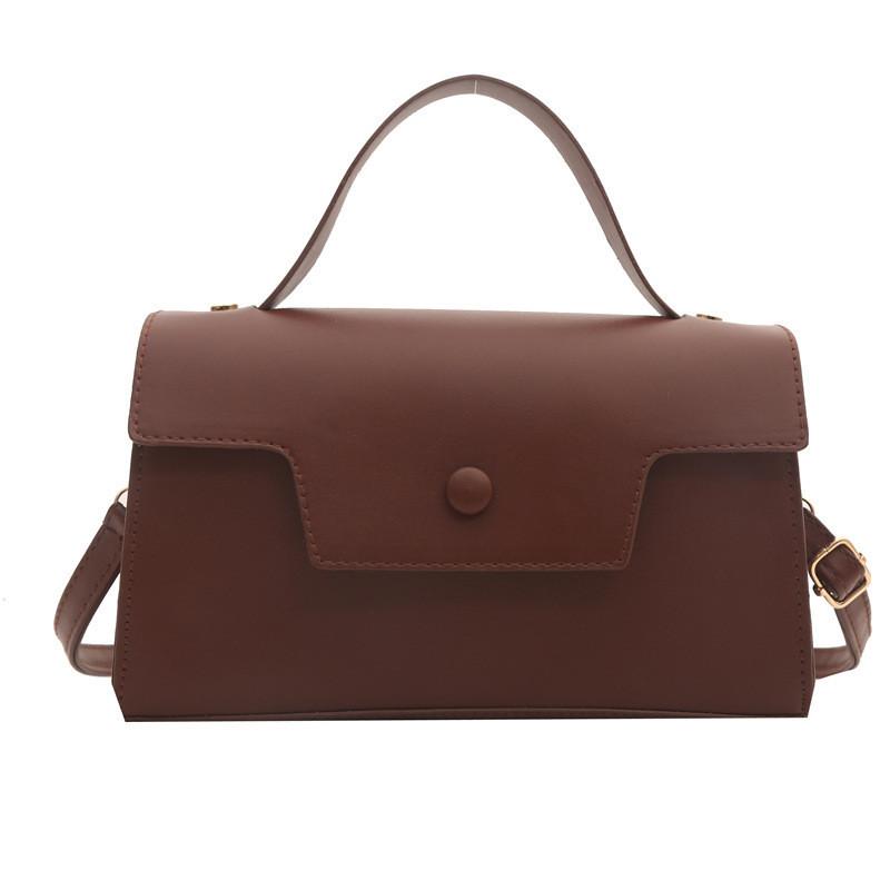 

2024 Spring New Street Style Fashion Pu Shoulder Crossbody Bag Women Simple Handheld Small Square Bag кавовий