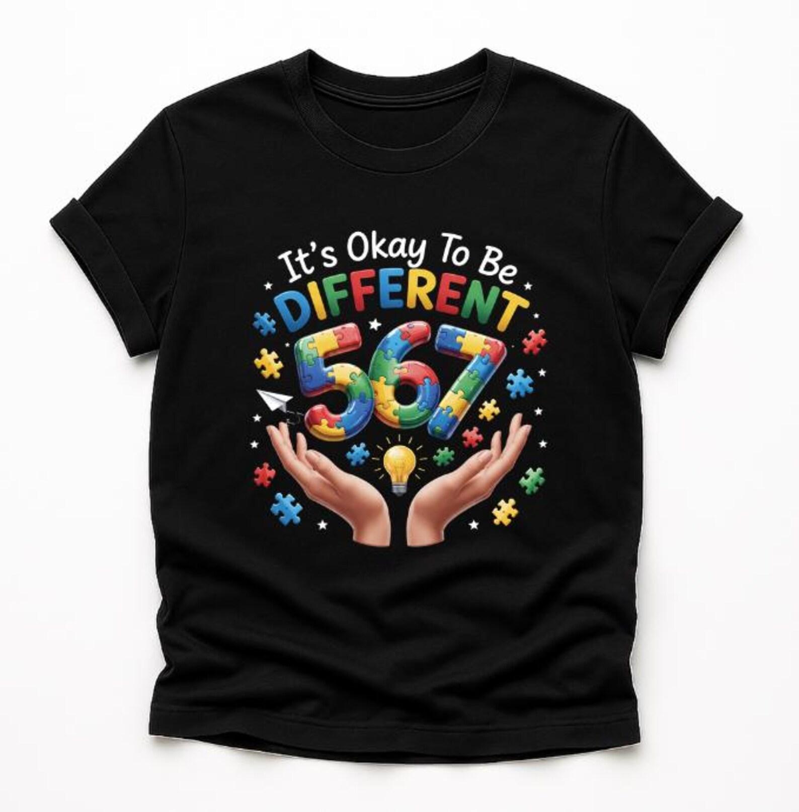 It’s Okay To Be Different 567 T-Shirt, Autism Awareness Gift, Neurodiversity Puzzle Graphic Tee S