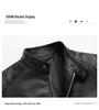 Men's Trendy Versatile PU Leather Motorcycle Jacket with Stand Collar for Autumn and Winter
