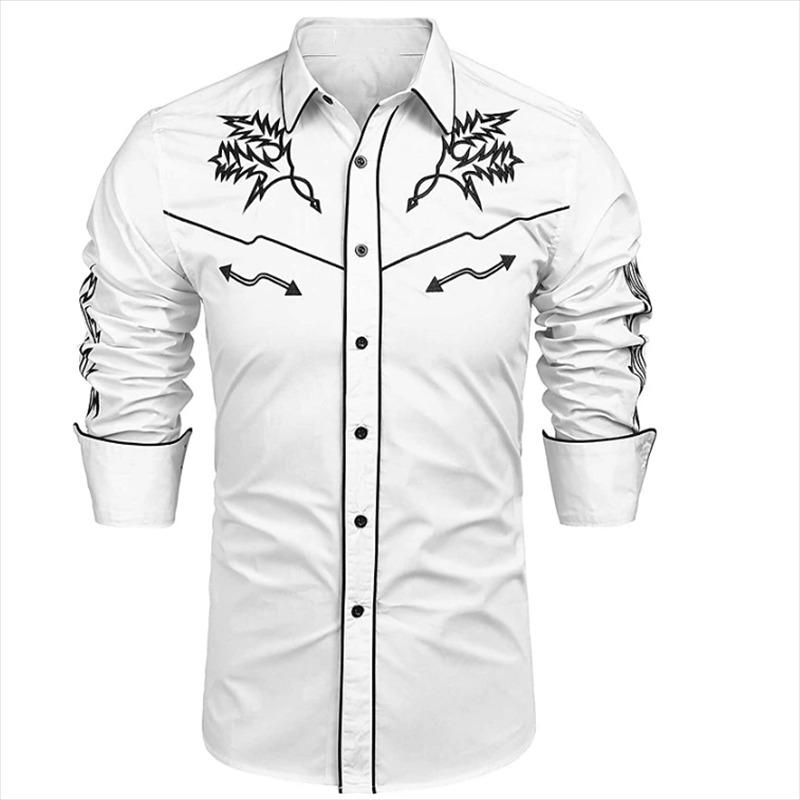 Camisa Occidental Tribal Étnica de Diseño de Lujo para Hombre Deporte Ocio Fiesta al Aire Libre 2023 Nueva