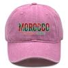 Baseball Cap With "MOROCCO" "ALLAH YARHAM EL AHMAR" Flag Printed , Adjustable Sun Hat Headwear Unisex Trendy Casual Dad Hat