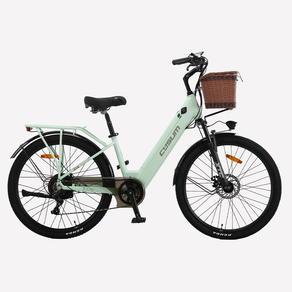 Cysum X-city Dreamy Purple Damen Urbanes Pendler E-Bike Mit Kindersitz 48V10.4Ah Akku 250W Elektrofahrrad 26 '' Straßenreifen Outdoor Elektrofahrrad