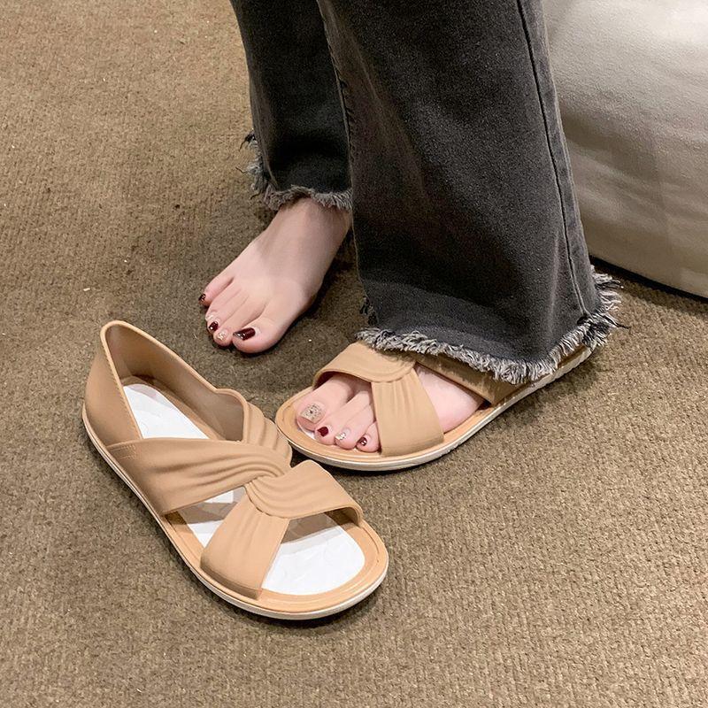 Women's Bag Heel Beach Sandals Women's Outer Wear 2025 Spring and Summer New Popular Flat-soled Rubber-soled Non-slip Sandals