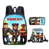 Roblox Retro Cartoon Backpack Set - Trendy 3-Piece Schoolbag for Kids