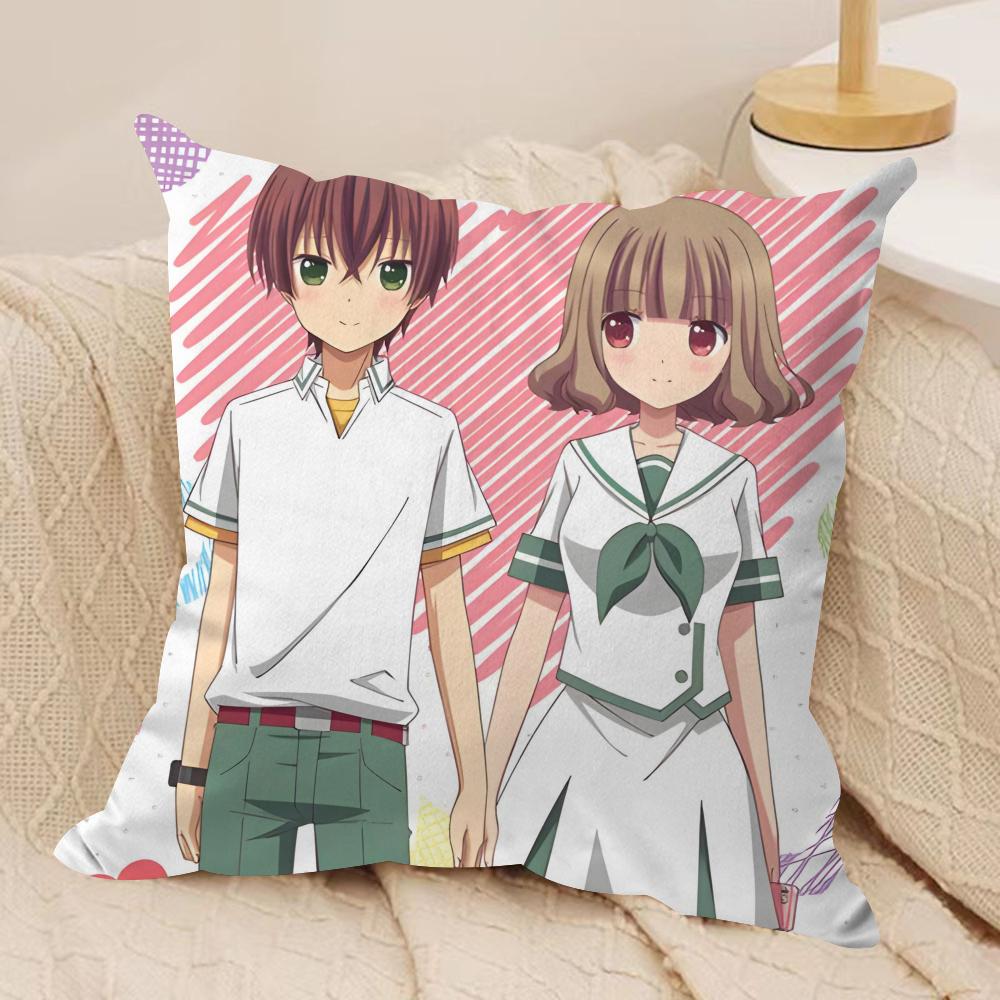 Anime M-Momokuri Cushion Cover Silky Short Plush Sofa Pillow Cover Hidden Zipper Soft Dustproof Case for Home Decor