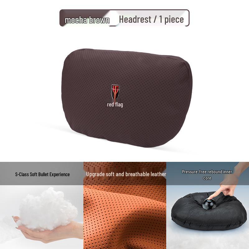 Hongqi Car Seat Cushion Set: Headrest, Neck Pillow, Back Cushion, Lumbar Support