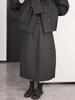 Women's Dark Style French Ribbed Cotton Padded Midi Skirt, Ideal for Autumn/Winter, Quilted A-line Design