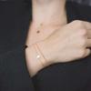 Stainless Steel Bead Chain Bracelet Set with 18K Gold Double Layer, Featuring Double Hole Round Disc Charms.