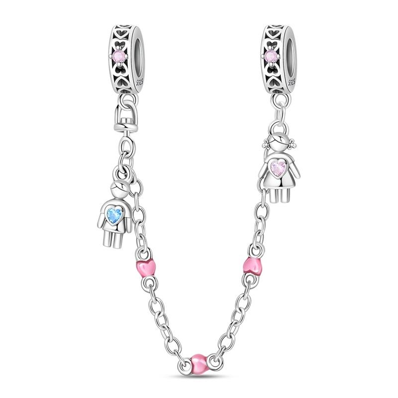 

Copper Couple Safety Chain Pendant Charms Jewellery Fit Original Bracelet Necklace For Women Diy Gift