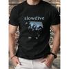 2026 Unisex Black Short Sleeve T-Shirt Slowdive Shoegaze Band Print Music Fan Apparel Casual Round Neck Tee Suitable for Summer