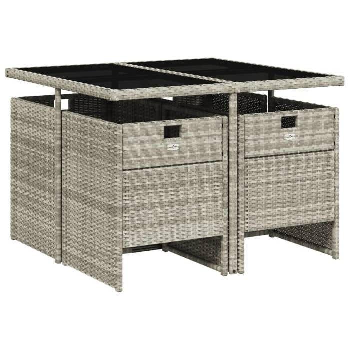 VidaXL Ensemble à manger de jardin et coussins 5 pcs gris clair rotin 3277666