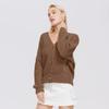 2025 Women's Solid Color Knit Cardigan - European & American Style Winter Sweater