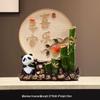 Bamboo Panda Decorative Ornament for Living Room, Office, or Entryway