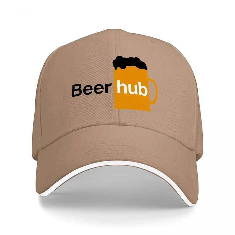 Beer Hub Logo Baseball Cap Black Hat with Orange Mug Design for Beer Lovers Casual Wear Style