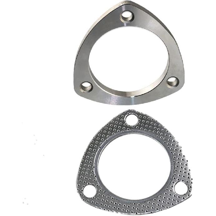 2" 3 Bolt Exhaust Flange Exhaust Gasket Exhaust Flange Connection Kit Fit for 51mm Exhaust Stainless Bros SS304-1 Pcs Flange and 1 Pcs Gasket