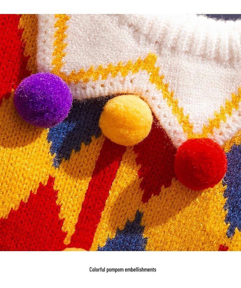 Autumn/Winter Warm Knitted Cat & Small Dog Sweater with Pompoms