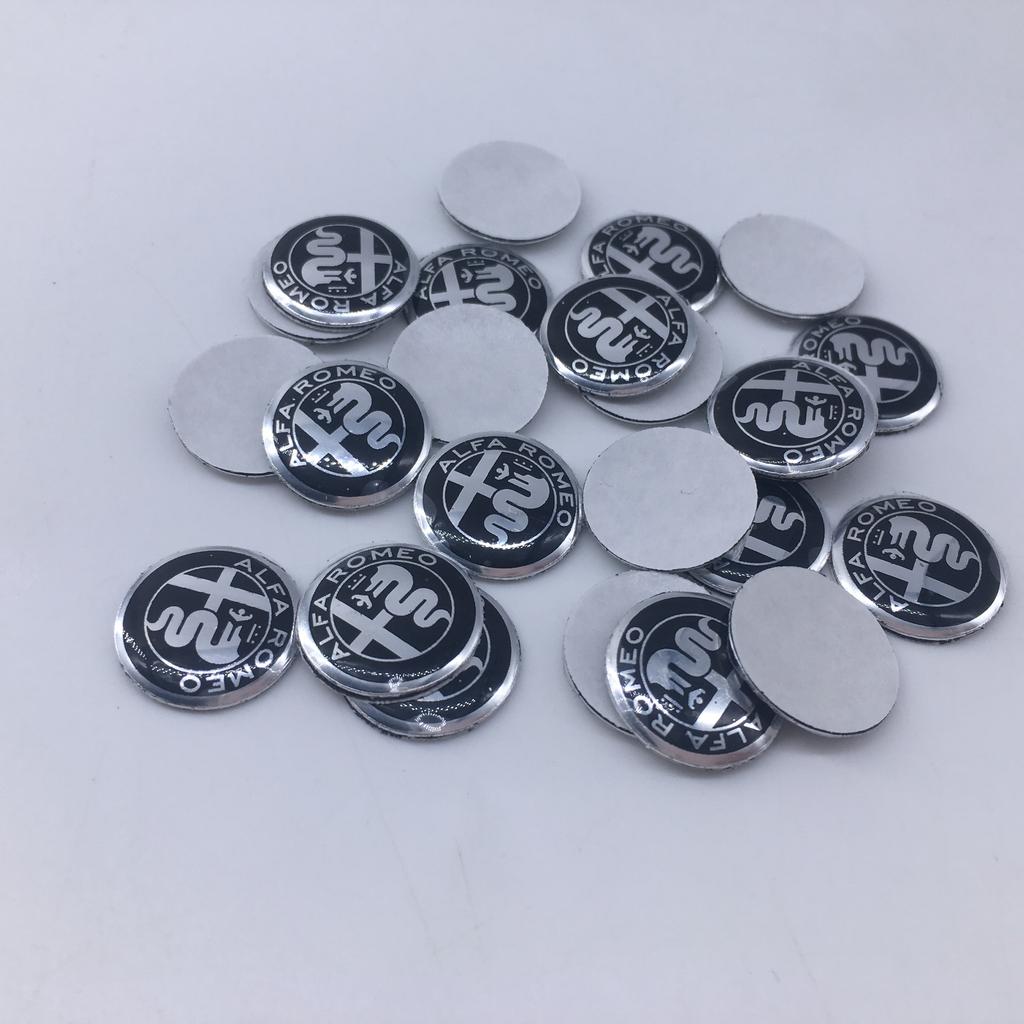 BQVLT1 2pcs11mm 14mm 15mm ForAlfa Romeo 159 147 156 Giulietta GT Aluminium Car Key Emblem StickersMito Brera Giulia F1 Stelvio Volante
