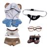 Niannyyhouse 20cm Plush Toy Wolf and Bear Cotton 10cm, 15cm, Costumes Hoodie, Vest, Pants, Backpack, Glasses, Shoes, Clothes, Doll, Dress-Up