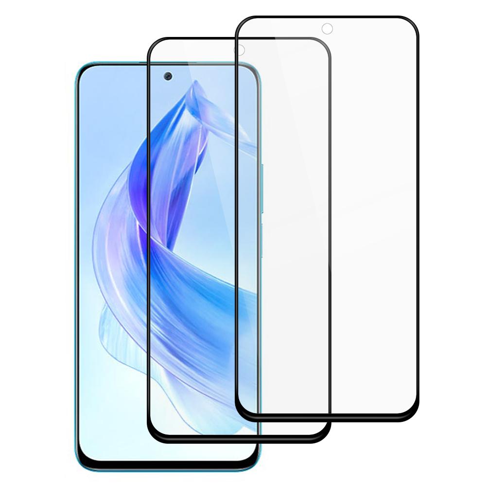 

AMORUS 2Pcs For Honor 90 Lite 5G Screen Protector Shatterproof Silk Printing Tempered Glass Film Black