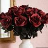 New Black and White Roses Artificial Black Roses Fake Flowers DIY Long Stem with Leaves Cemetery Roses Home Decor Black Bouquet