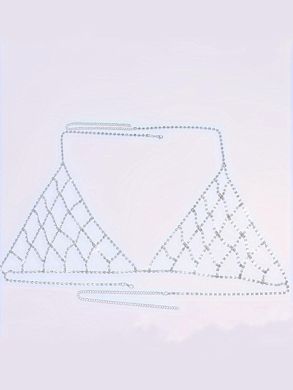 

European And American Jewelry, Personalized Hollow Mesh Claw Chain Full Of Diamond Clothing Women, Sexy Geometric Bikini Body Chain серебряный