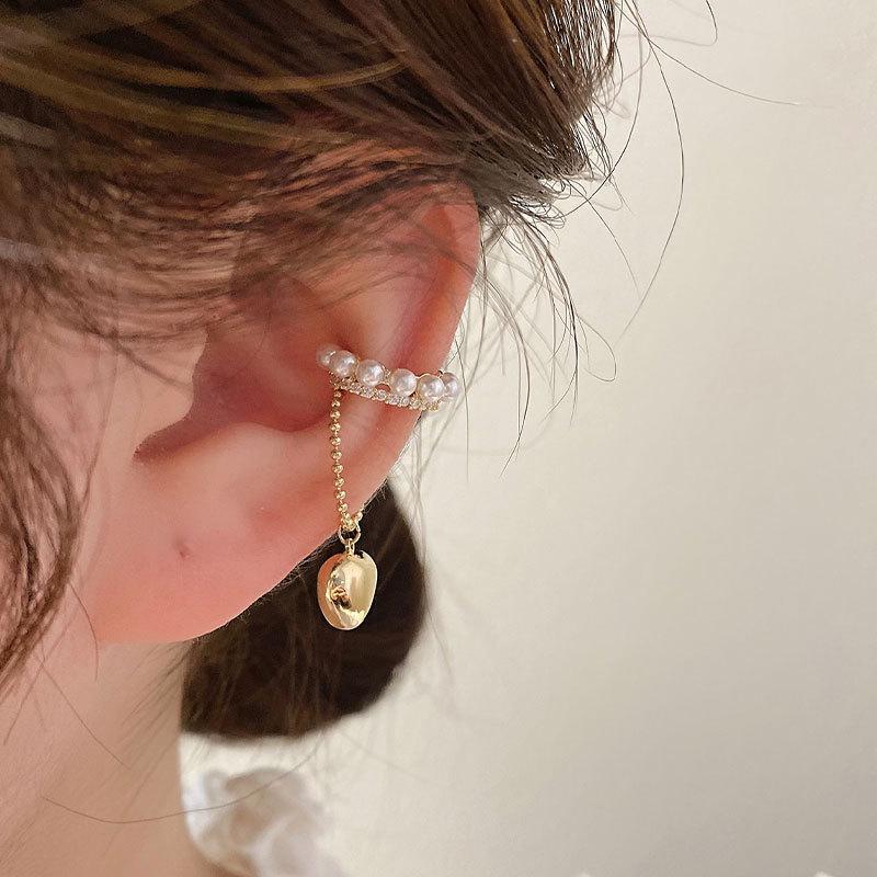 Süße & Würzig Quaste Herz Perle Nicht-Piercing Ohrklemme, Damen Elegante S925 Silber Ohrringe, Modeschmuck.