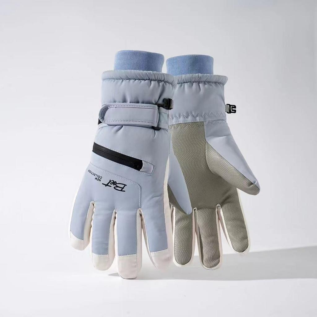 Customized Ski Gloves for Women's Outdoor Riding, Piled and Thickened, Non-slip, Anti-splashing, Windproof Sports, Warm Hands