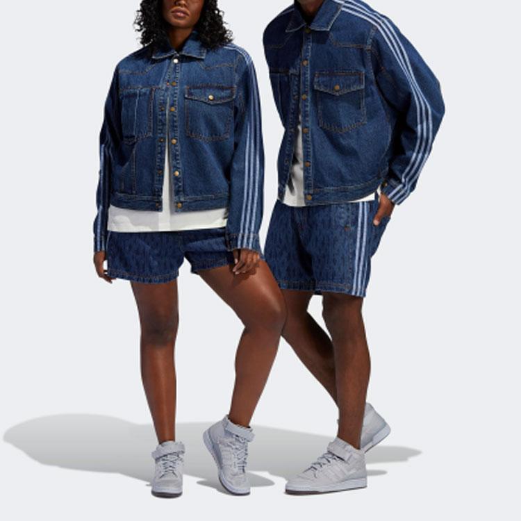 Adidas Originals X Ivy Park Printed Denim Shorts Unisex shorts Blue H61702